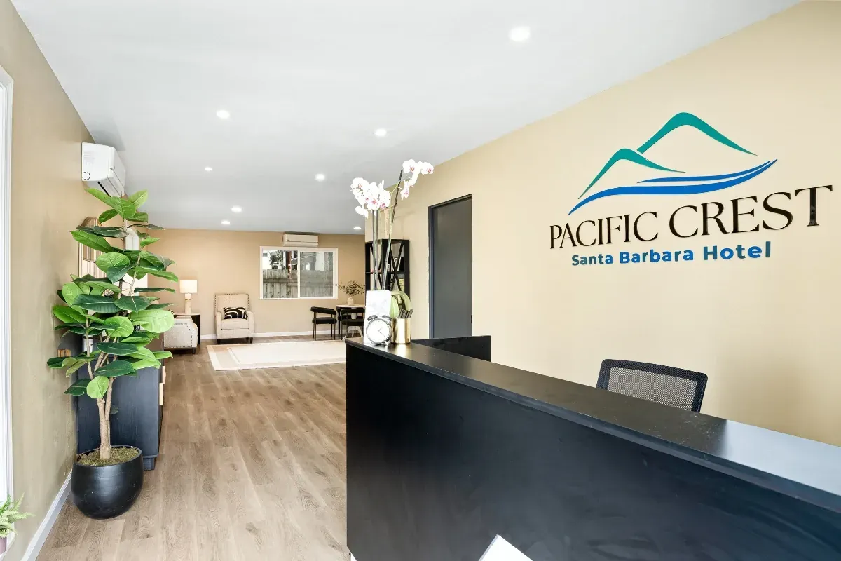 The lobby at the Pacific Crest Hotel