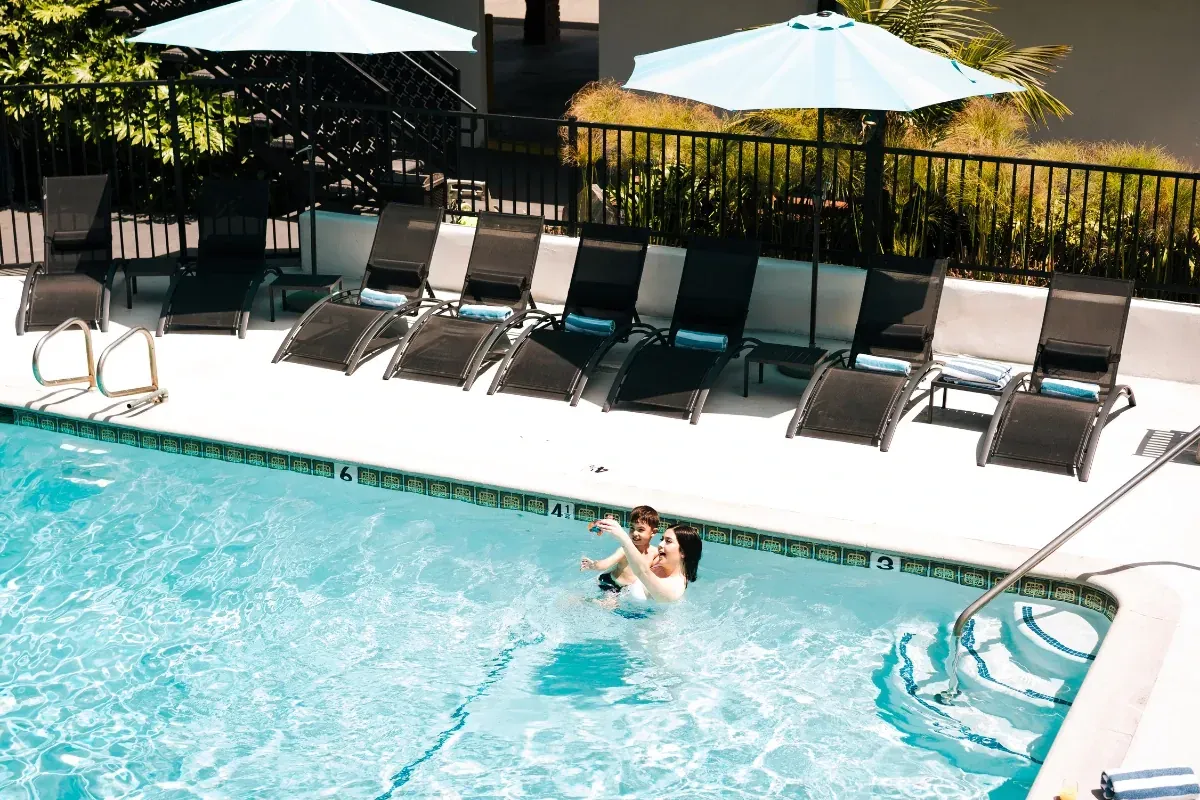 The outdoor pool at the Pacific Crest Hotel
